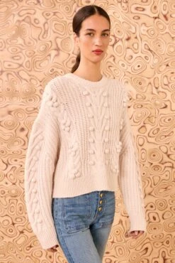 ULLA JOHNSON Indra Cable Knit Pullover - Alabaster -ULLA JOHNSON Outlet ULLAJOHNSON IndraHandknitCashmerePullover ALABASTER PS260745 03