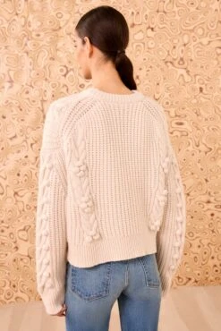 ULLA JOHNSON Indra Cable Knit Pullover - Alabaster -ULLA JOHNSON Outlet ULLAJOHNSON IndraHandknitCashmerePullover ALABASTER PS260745 04