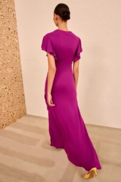 ULLA JOHNSON Iris SL Dress - Mulberry -ULLA JOHNSON Outlet ULLAJOHNSON IrisFlutterSleeveJerseyDress MULBERRY PS260821 ULLA JOHNSON 0450717 UJ PS26 ENYA 048