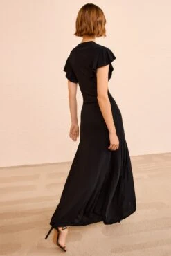 ULLA JOHNSON Iris SL Dress - Noir -ULLA JOHNSON Outlet ULLAJOHNSON IrisFlutterSleeveJerseyDress NOIR PS260821 05