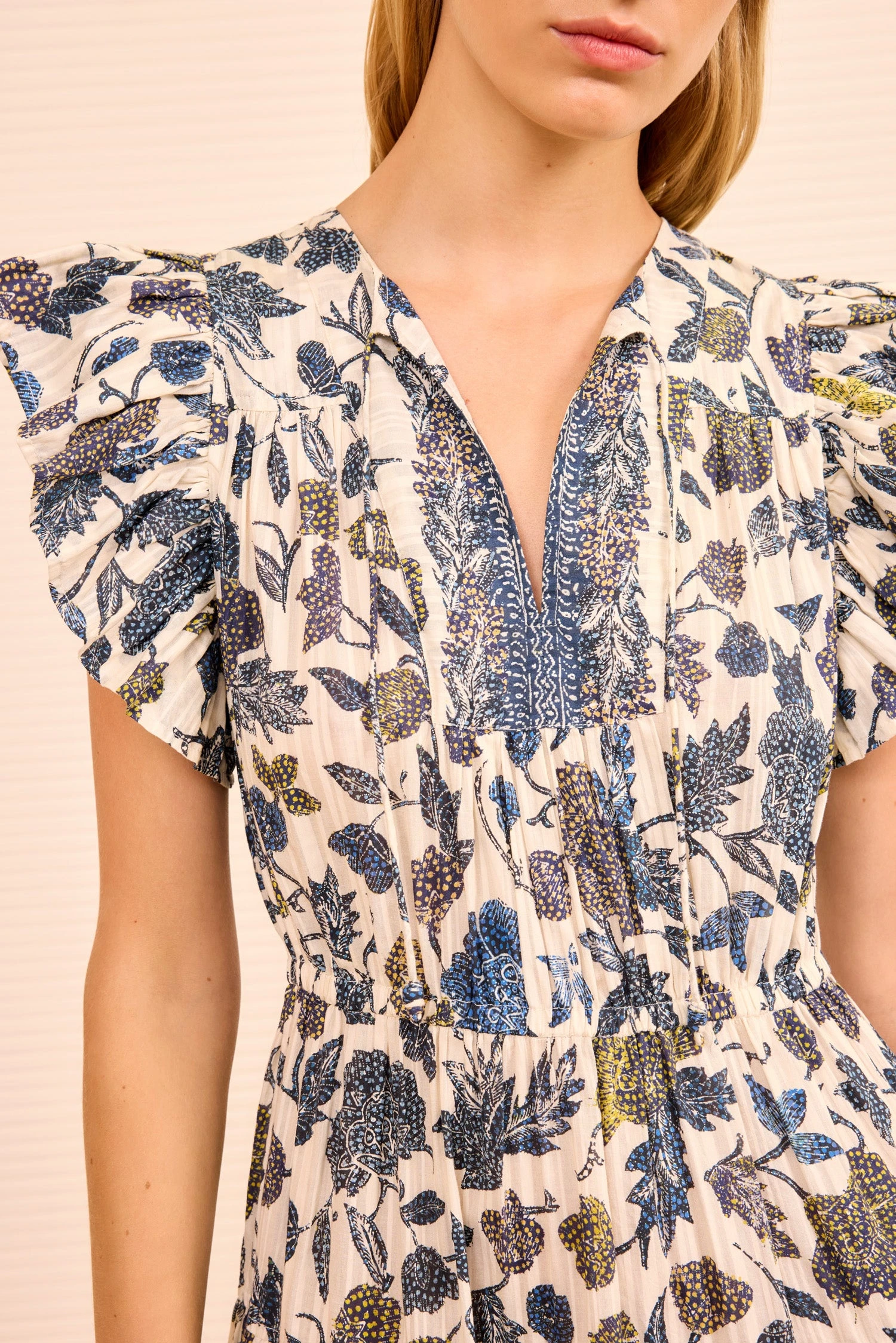 ULLA JOHNSON Kairi Flutter Sleeve Midi Dress - Porcelain 3 ULLA JOHNSON Kairi Flutter Sleeve Midi Dress - Porcelain - Image 3