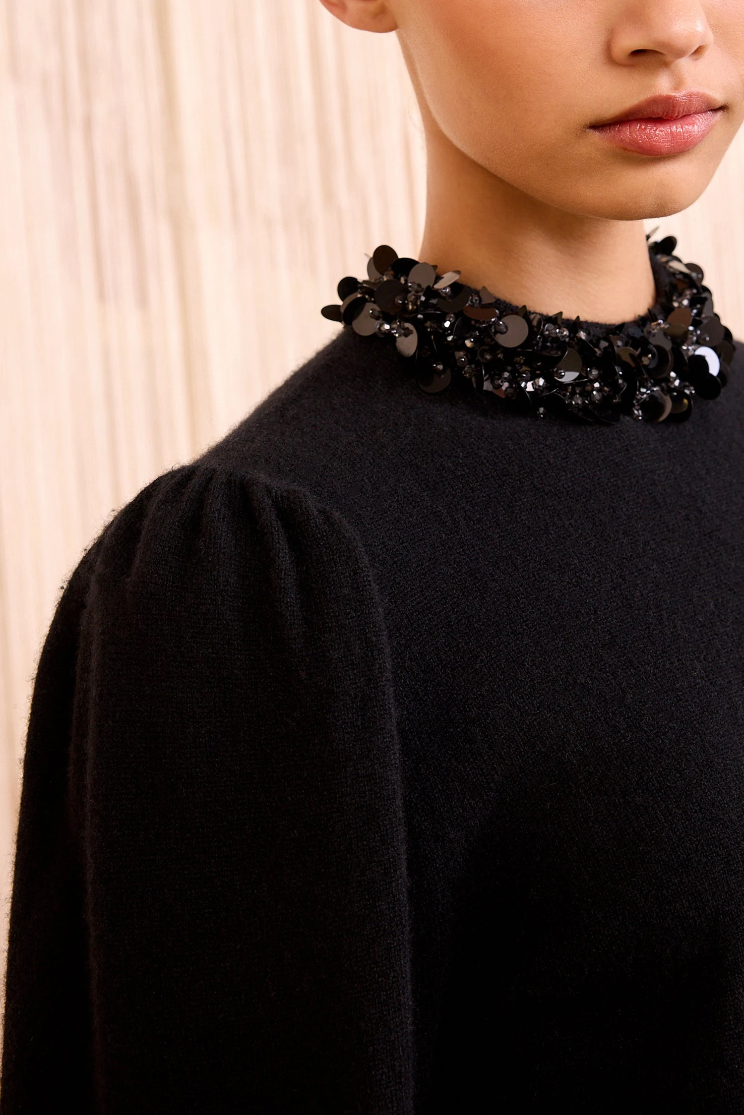 ULLA JOHNSON Kalani Embroidered Cashmere Long Sleeve - Noir 2 ULLA JOHNSON Kalani Embroidered Cashmere Long Sleeve - Noir - Image 2