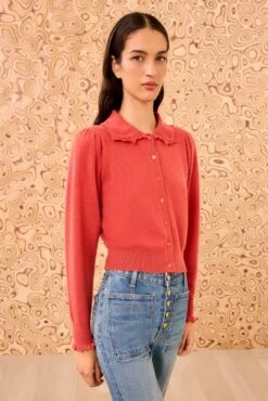 ULLA JOHNSON Kalila Collared Cardigan - Coral -ULLA JOHNSON Outlet ULLAJOHNSON KalilaCollaredCardigan CORAL PS260728 03