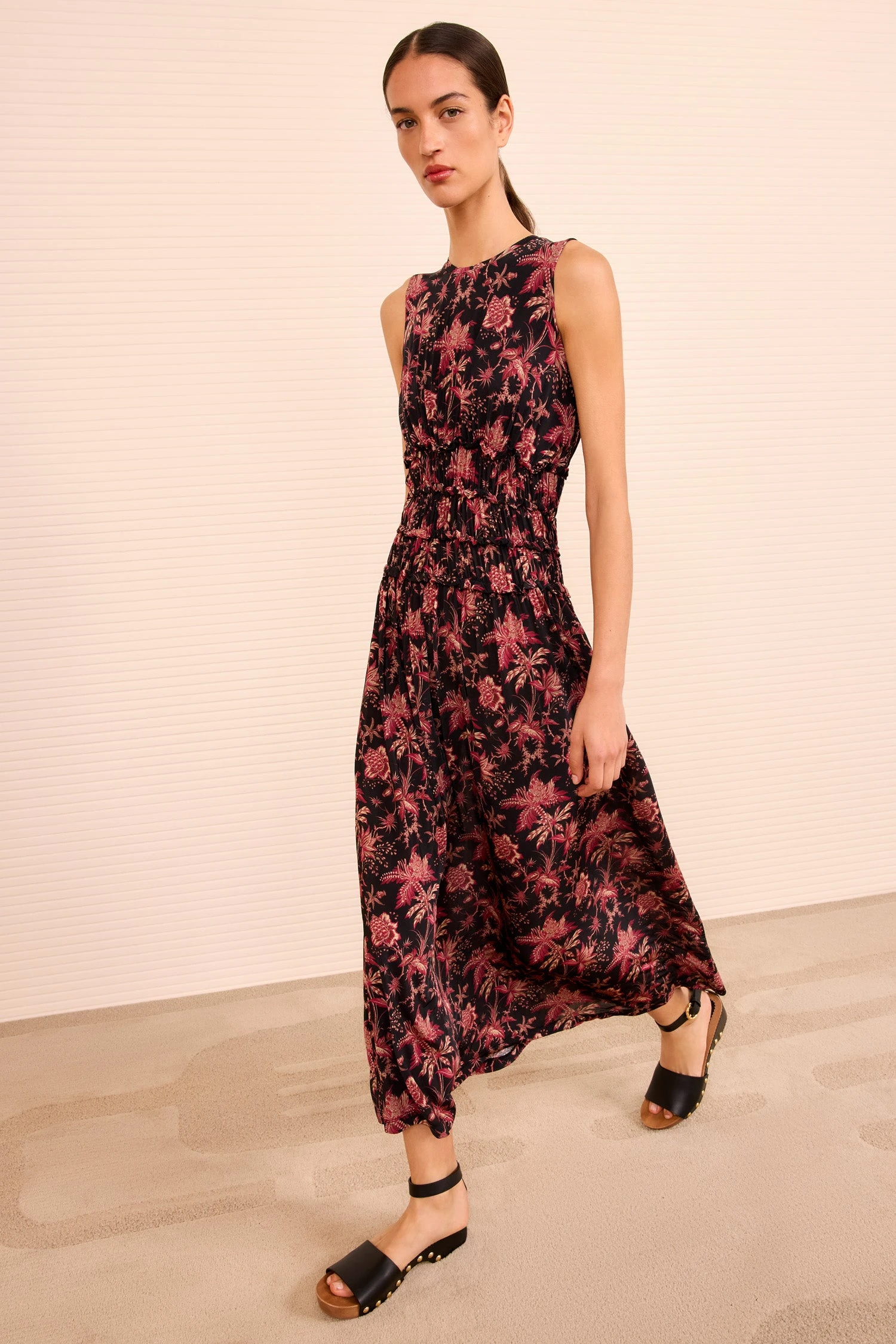 ULLA JOHNSON Kamaria Ruched Waist Dress - Midnight Lily 1 ULLA JOHNSON Kamaria Ruched Waist Dress - Midnight Lily