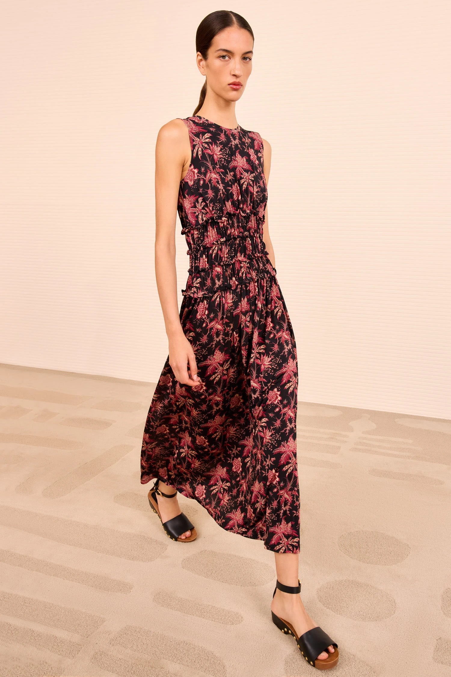 ULLA JOHNSON Kamaria Ruched Waist Dress - Midnight Lily 4 ULLA JOHNSON Kamaria Ruched Waist Dress - Midnight Lily - Image 4