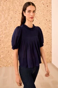 ULLA JOHNSON Karlyn Puff Sleeve Top - Midnight