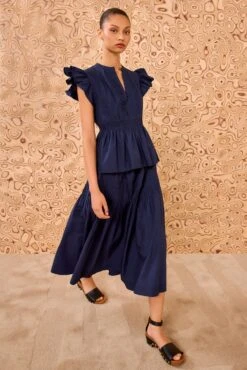 ULLA JOHNSON Luise Flutter Sleeve Top - Midnight 6 ULLA JOHNSON Luise Flutter Sleeve Top - Midnight -ULLA JOHNSON Outlet ULLAJOHNSON LUISETOP MIDNIGHT UJ990273 03