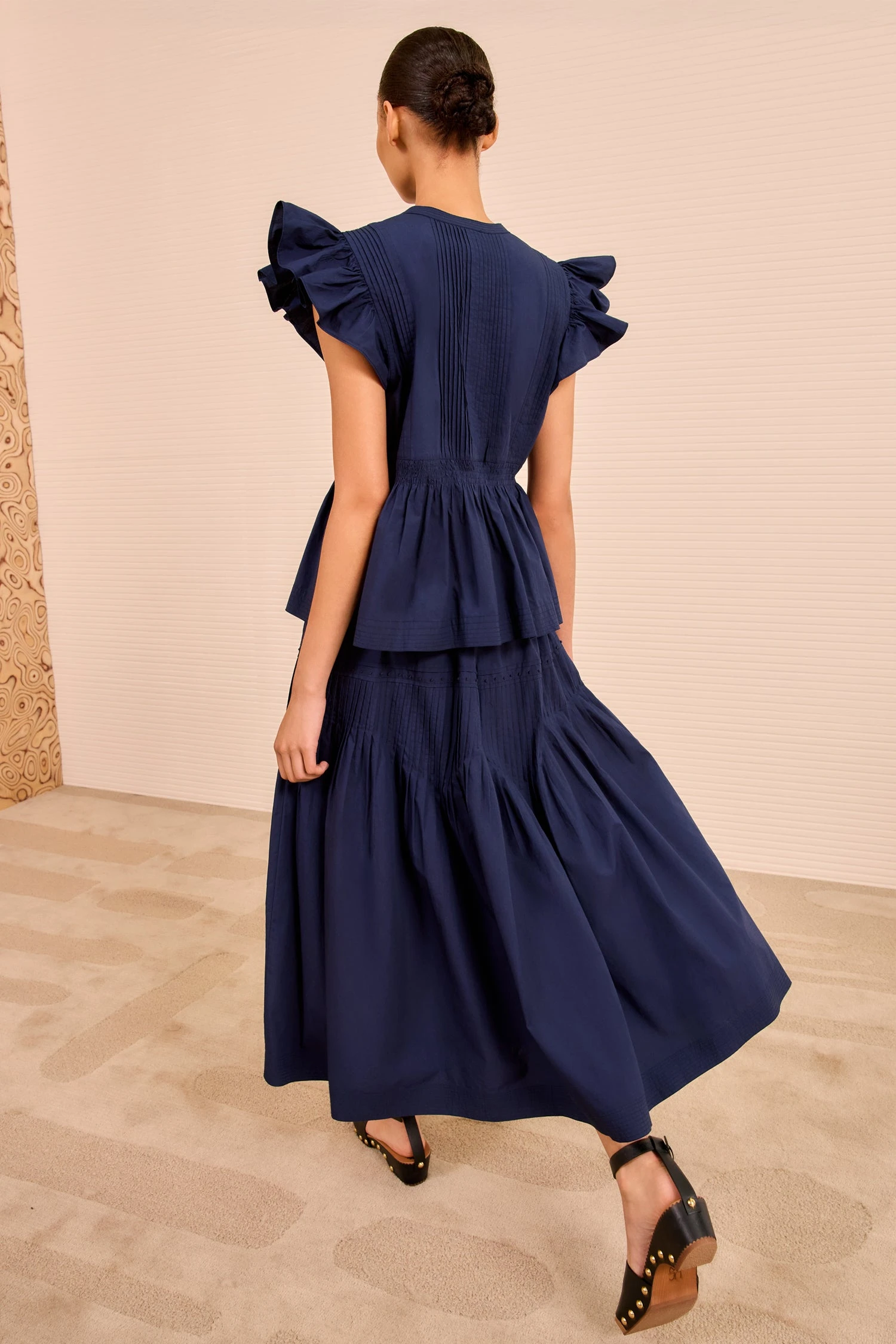 ULLA JOHNSON Luise Flutter Sleeve Top - Midnight 4 ULLA JOHNSON Luise Flutter Sleeve Top - Midnight - Image 4