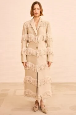 ULLA JOHNSON Lata Fringe Coat - Khaki