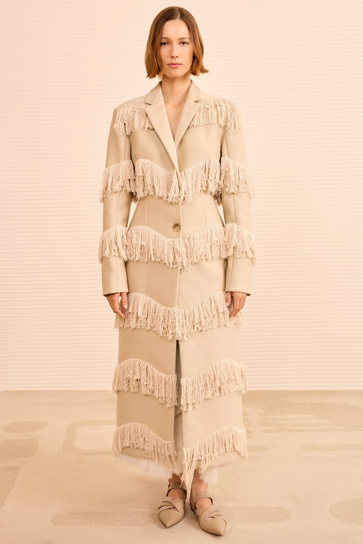 ULLA JOHNSON Lata Fringe Coat - Khaki 1 ULLA JOHNSON Lata Fringe Coat - Khaki
