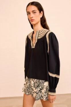 ULLA JOHNSON Laurenza Long Sleeve Top - Noir -ULLA JOHNSON Outlet ULLAJOHNSON LaurenzaLongSleeveTop NOIR PS260210 03