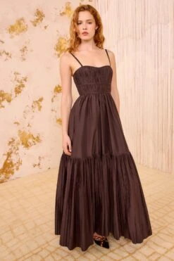 ULLA JOHNSON Leela Silk Pleated Dress - Sequoia