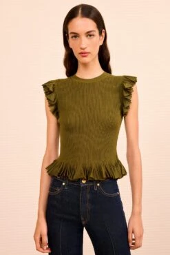 ULLA JOHNSON Leila Top - Olive