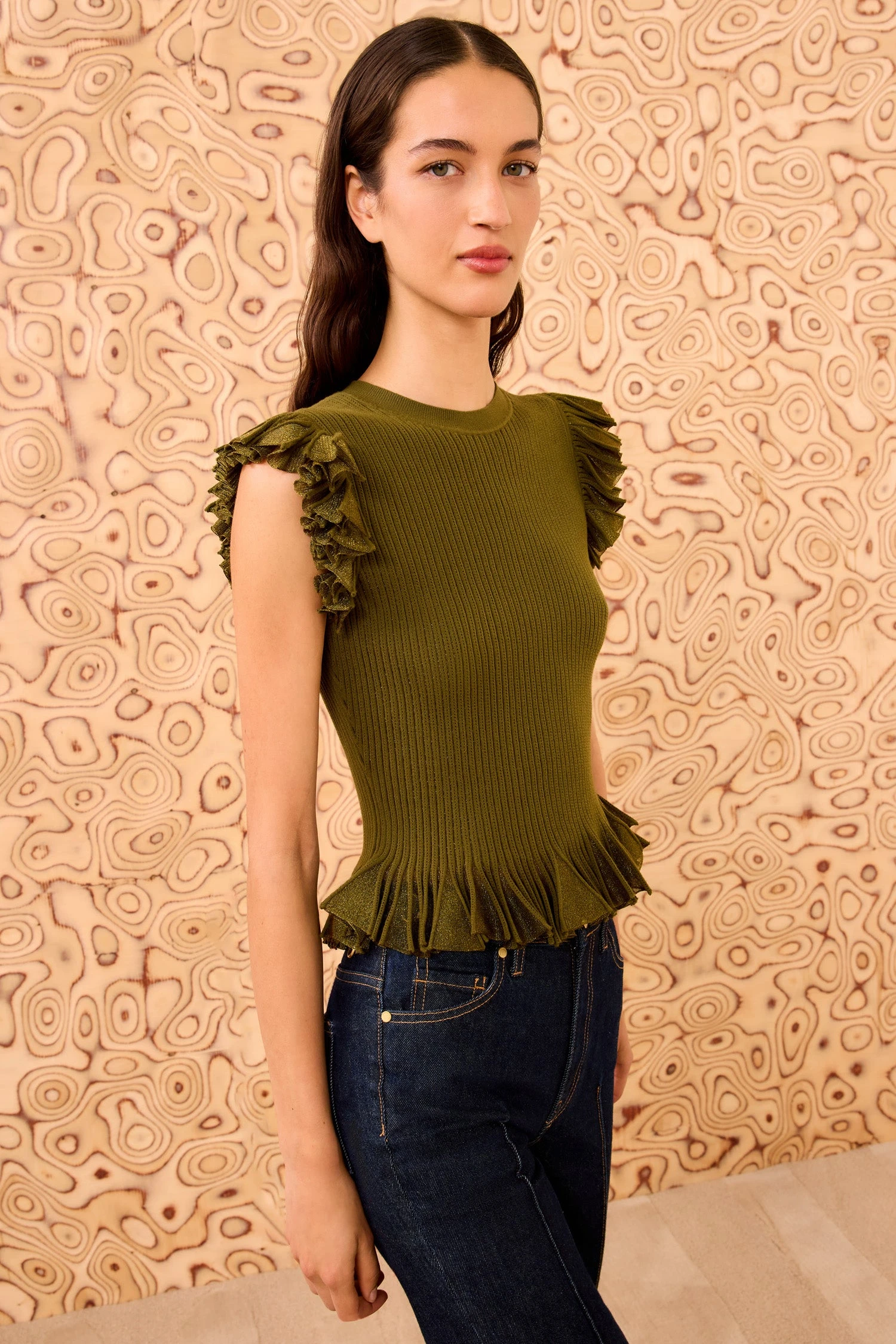 ULLA JOHNSON Leila Top - Olive 3 ULLA JOHNSON Leila Top - Olive - Image 3