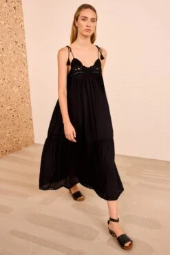 ULLA JOHNSON Linnea Coverup Dress With Crochet Detail - Noir -ULLA JOHNSON Outlet ULLAJOHNSON LinneaCoverupDresswithCrochetDetail NOIR PS261714 03