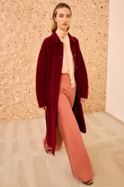 ULLA JOHNSON Lisbeth Long Wool Coat With Belt - Claret