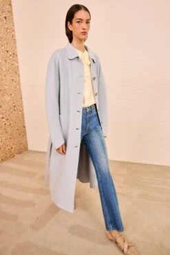 ULLA JOHNSON Lisbeth Long Wool Coat With Belt - Slate