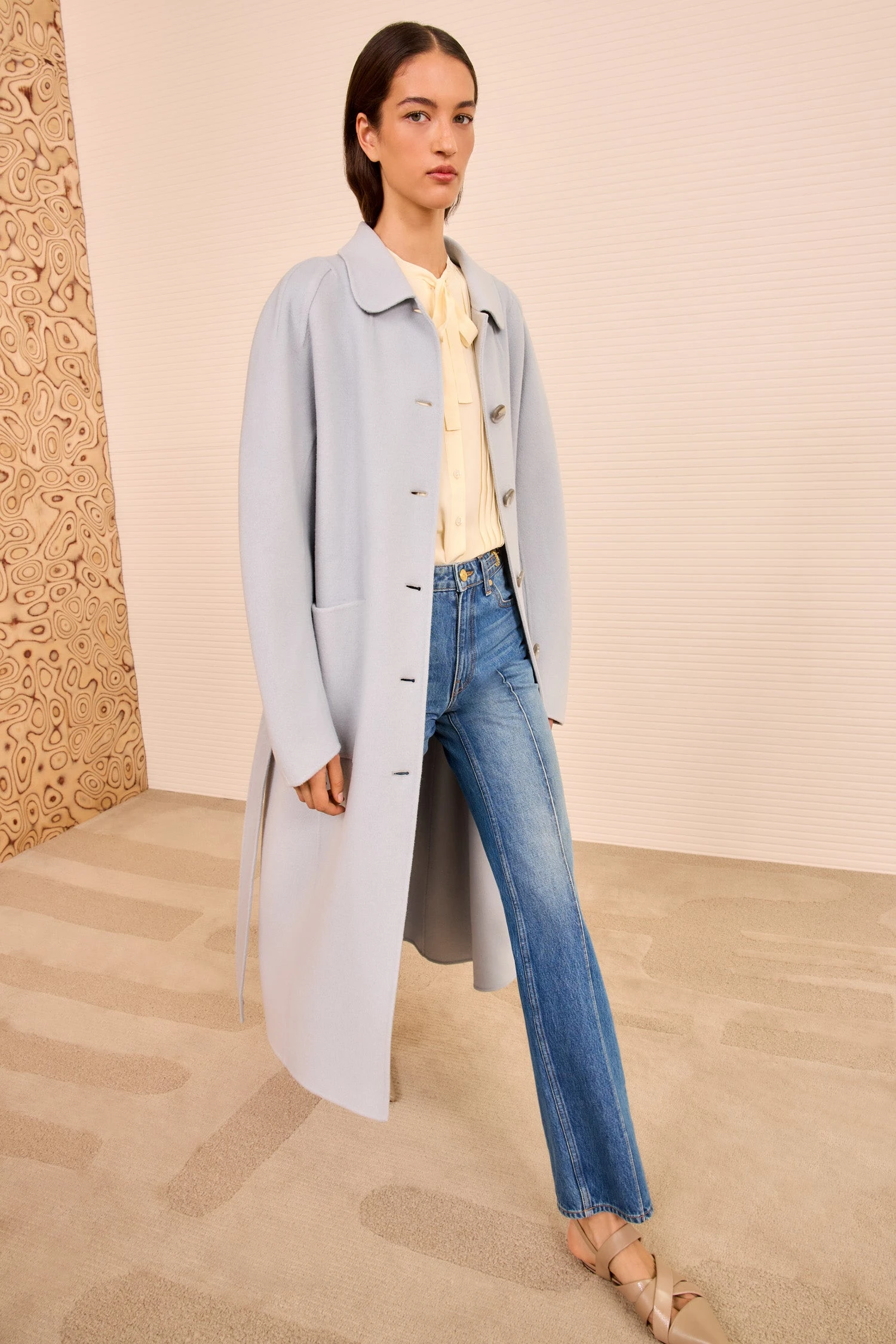 ULLA JOHNSON Lisbeth Long Wool Coat With Belt - Slate 1 ULLA JOHNSON Lisbeth Long Wool Coat With Belt - Slate