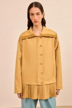 ULLA JOHNSON Lison Jacket W/ Pleat Detail - Almond -ULLA JOHNSON Outlet ULLAJOHNSON LisonNylonJacketwithPleatDetail ALMOND PS260510 04 e2a52b66 41e3 4b98 9656 552325773105