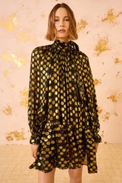 ULLA JOHNSON Loretta Silk Long Sleeve Mini Dress - Obsidian -ULLA JOHNSON Outlet ULLAJOHNSON LorettaSilkLongSleeveMiniDress OBSIDIAN FA250113 03