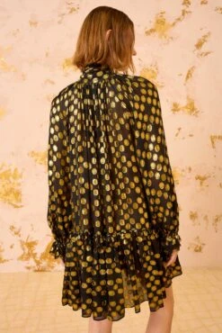 ULLA JOHNSON Loretta Silk Long Sleeve Mini Dress - Obsidian -ULLA JOHNSON Outlet ULLAJOHNSON LorettaSilkLongSleeveMiniDress OBSIDIAN FA250113 04