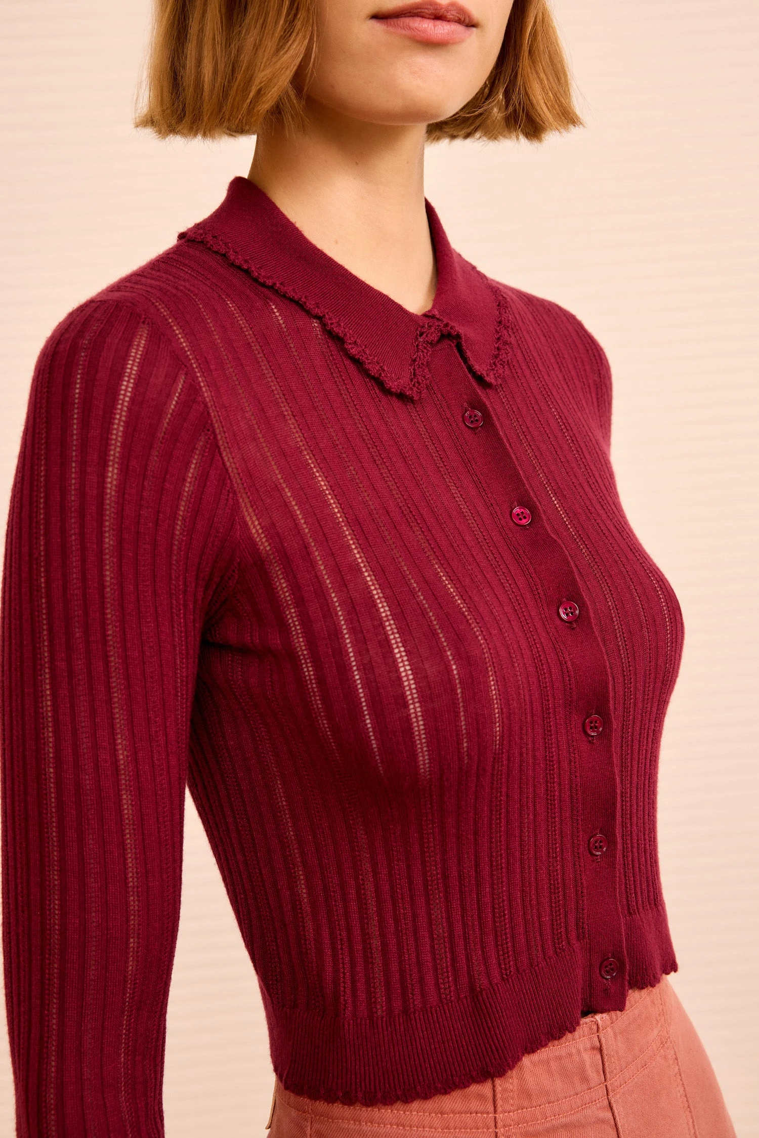 ULLA JOHNSON Lottie Knit Cardigan - Claret 2 ULLA JOHNSON Lottie Knit Cardigan - Claret - Image 2