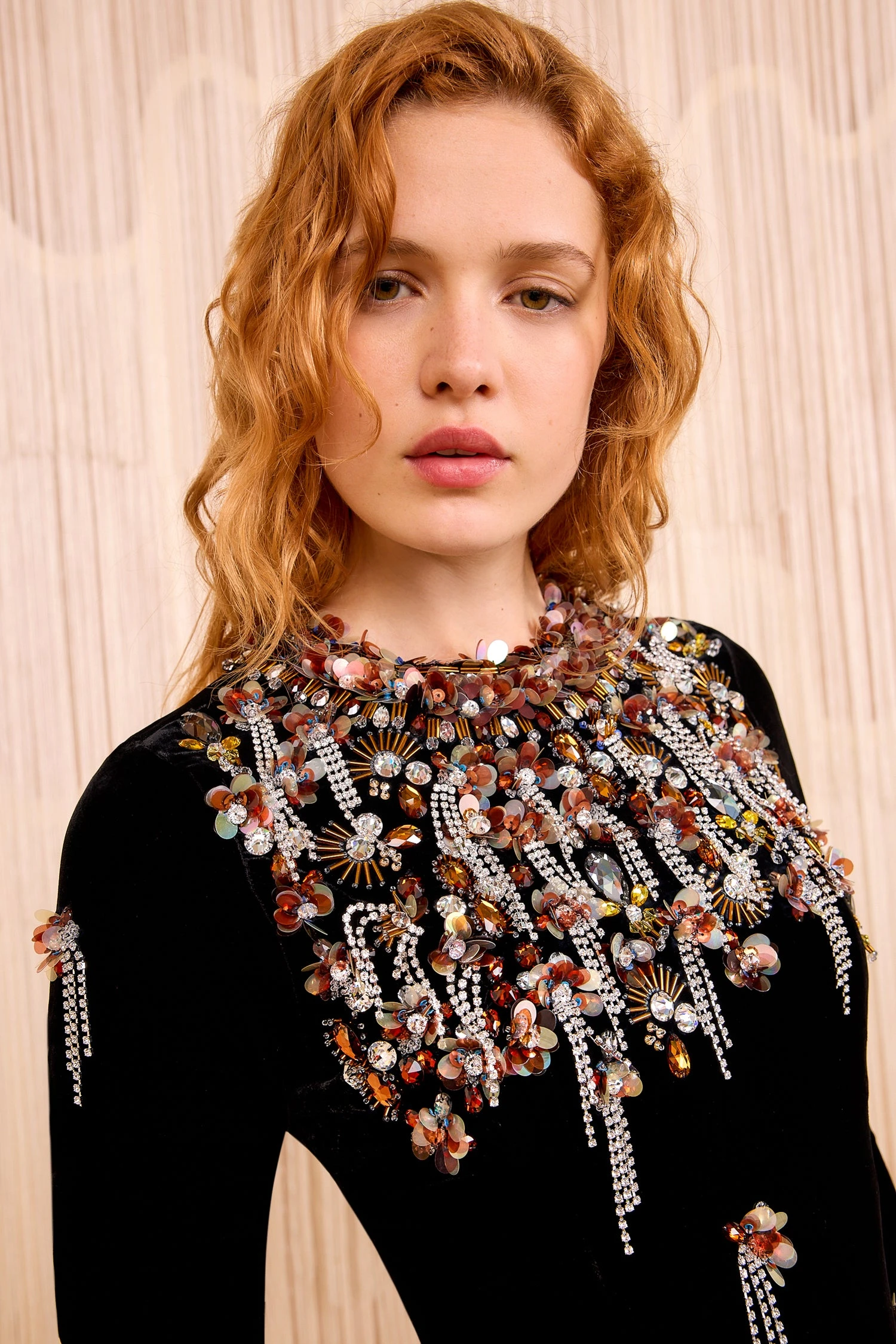 ULLA JOHNSON Loulou Swarovski Velvet Embroidery Dress - Noir 2 ULLA JOHNSON Loulou Swarovski Velvet Embroidery Dress - Noir - Image 2