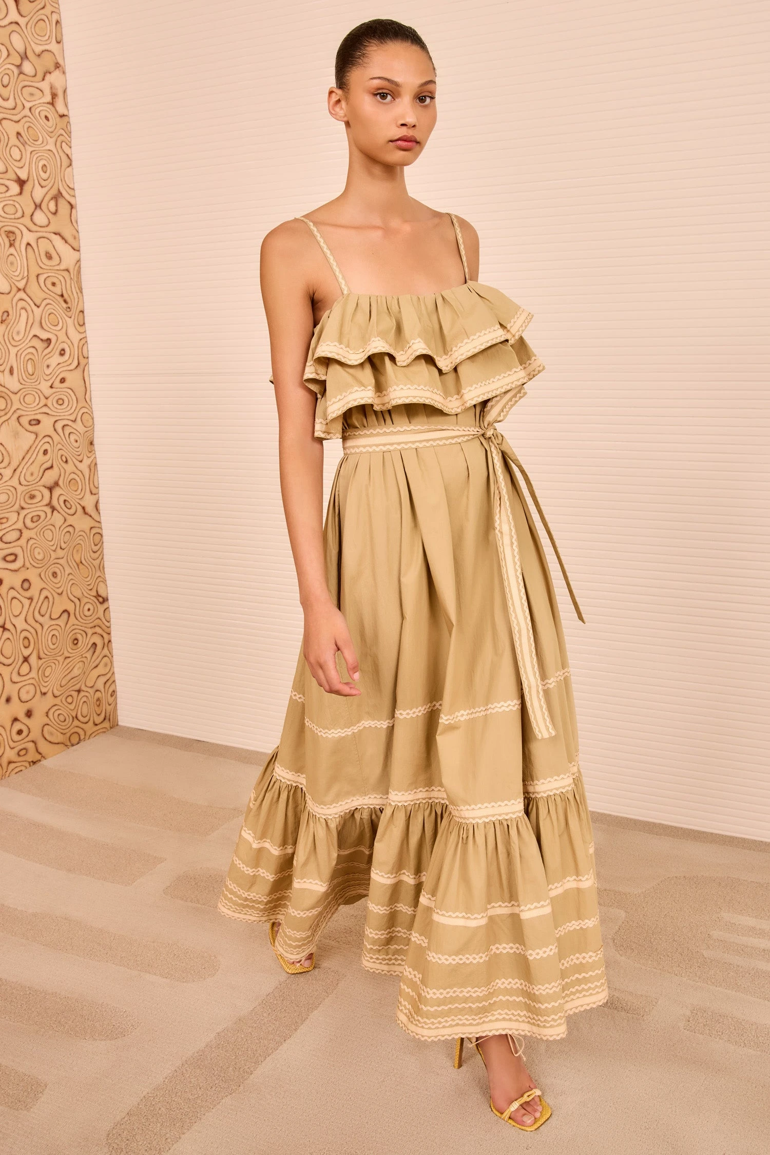 ULLA JOHNSON Lucian Waist Tie Long Dress - Sand 1 ULLA JOHNSON Lucian Waist Tie Long Dress - Sand