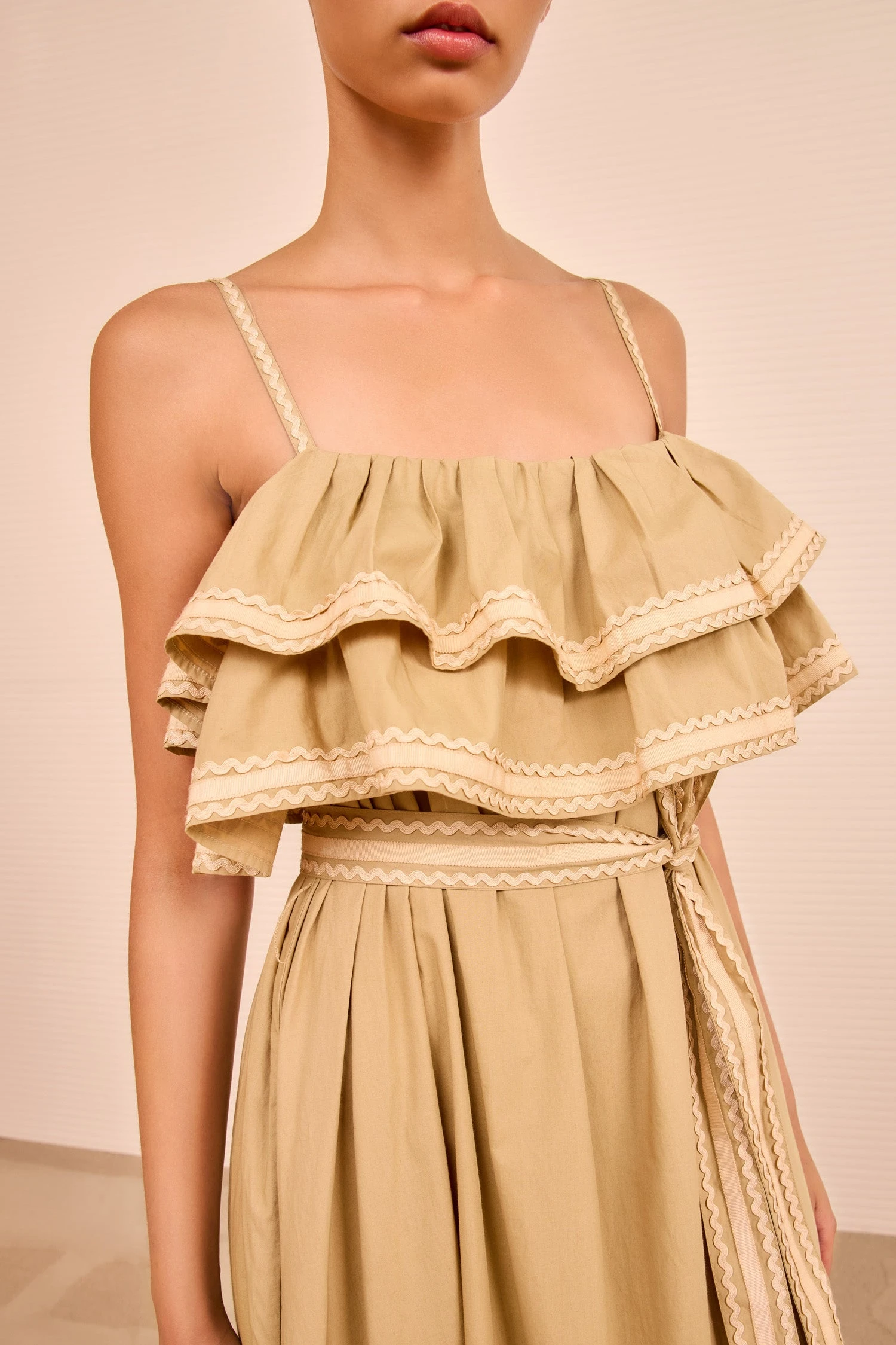 ULLA JOHNSON Lucian Waist Tie Long Dress - Sand 2 ULLA JOHNSON Lucian Waist Tie Long Dress - Sand - Image 2