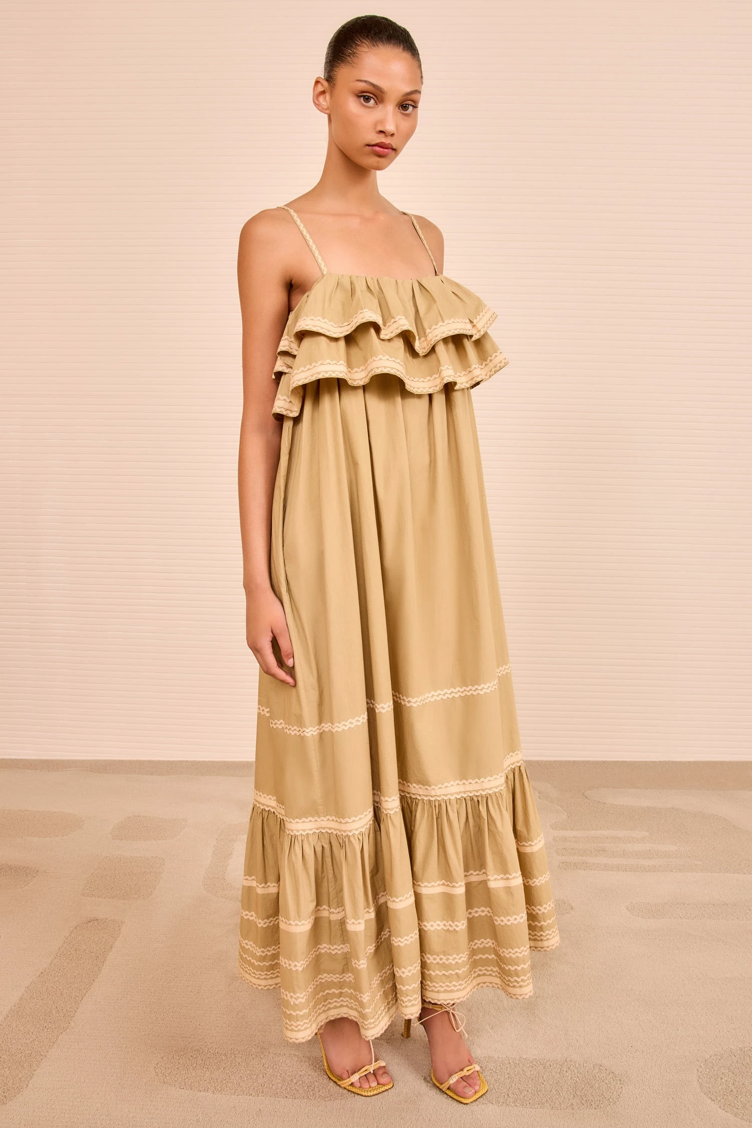 ULLA JOHNSON Lucian Waist Tie Long Dress - Sand 3 ULLA JOHNSON Lucian Waist Tie Long Dress - Sand - Image 3