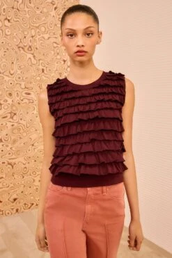 ULLA JOHNSON Lula Tank - Claret 6 ULLA JOHNSON Lula Tank - Claret -ULLA JOHNSON Outlet ULLAJOHNSON LulaSleevelessKnitTank CLARET PS260754 01 MAIN