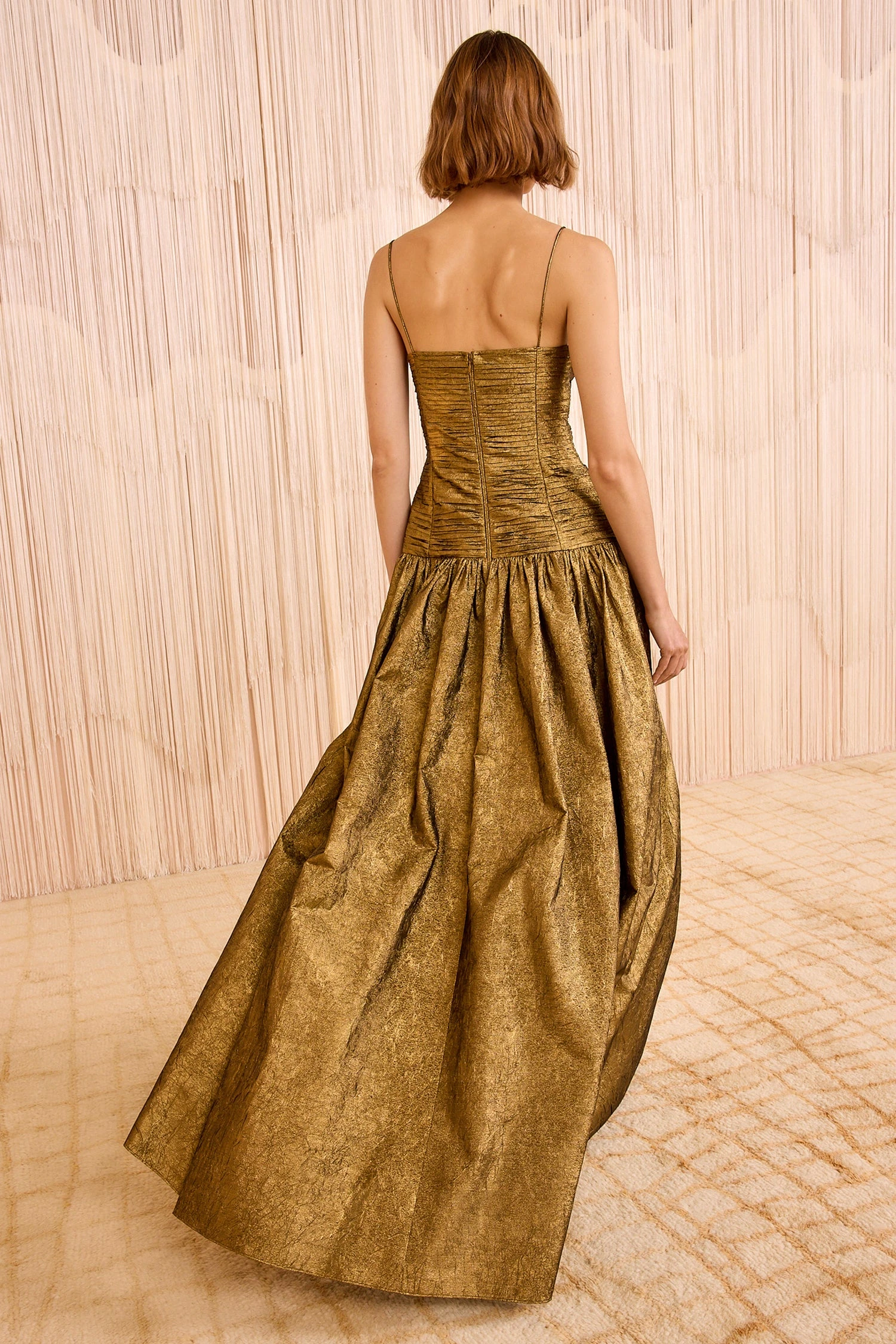 ULLA JOHNSON Manet Gown With Gathered Seams - Gold Leaf 4 ULLA JOHNSON Manet Gown With Gathered Seams - Gold Leaf - Image 4