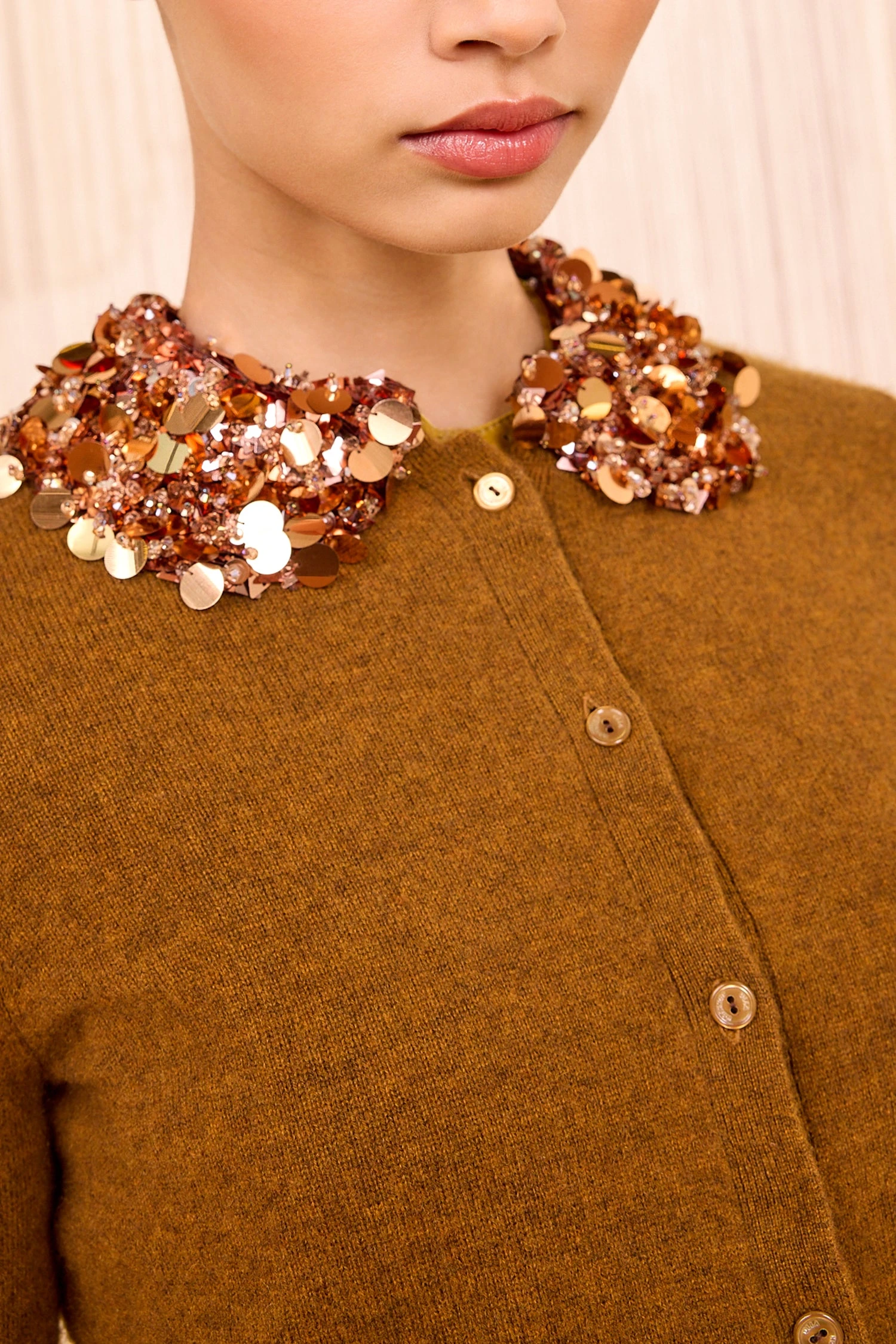 ULLA JOHNSON Margaux Embroidered Cashmere Cardigan - Umber 2 ULLA JOHNSON Margaux Embroidered Cashmere Cardigan - Umber - Image 2