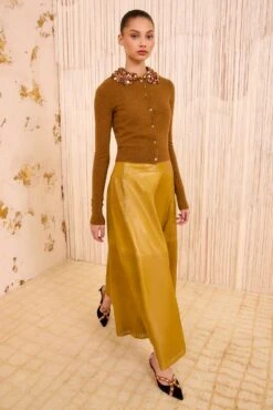 ULLA JOHNSON Margaux Embroidered Cashmere Cardigan - Umber