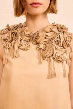 ULLA JOHNSON Marlowe Floral Applique Leather Top - Alabaster -ULLA JOHNSON Outlet ULLAJOHNSON MarloweEmbellishedLeatherTop ALABASTER PS260207 02 Alt 7c627976 ae69 4a4c 9512 57ddae932033