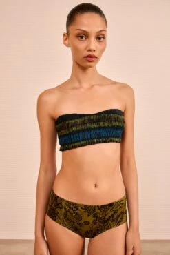 ULLA JOHNSON Marseille Smocked Bikini Top - Lagoon