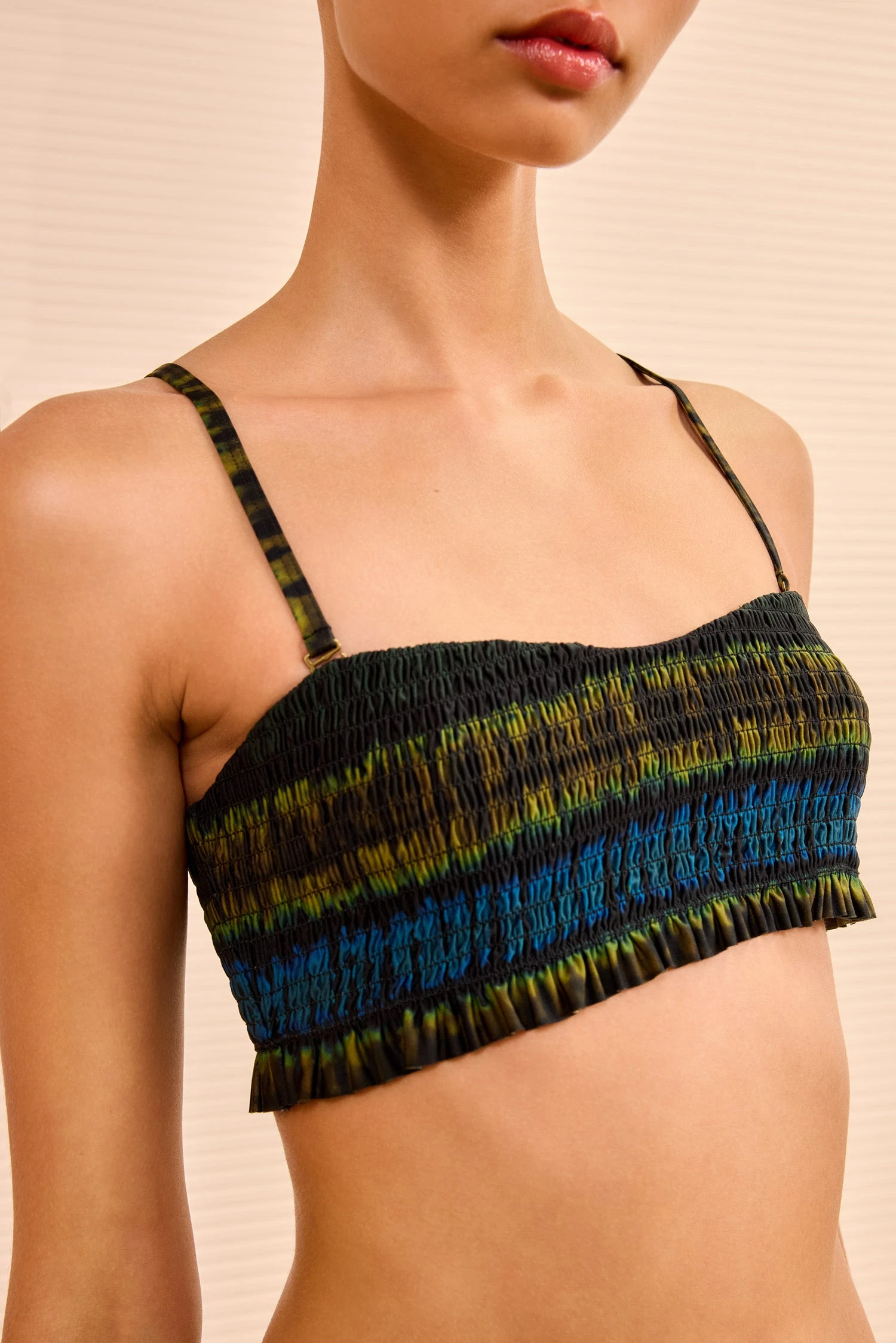 ULLA JOHNSON Marseille Smocked Bikini Top - Lagoon 2 ULLA JOHNSON Marseille Smocked Bikini Top - Lagoon - Image 2