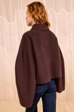 ULLA JOHNSON Marta Double Faced Wool Cropped Coat - Sable -ULLA JOHNSON Outlet ULLAJOHNSON MartaDoubleFacedWoolCroppedCoat SABLE FA251212 04