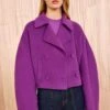 ULLA JOHNSON Marta Double Faced Wool Cropped Coat - Thistle
