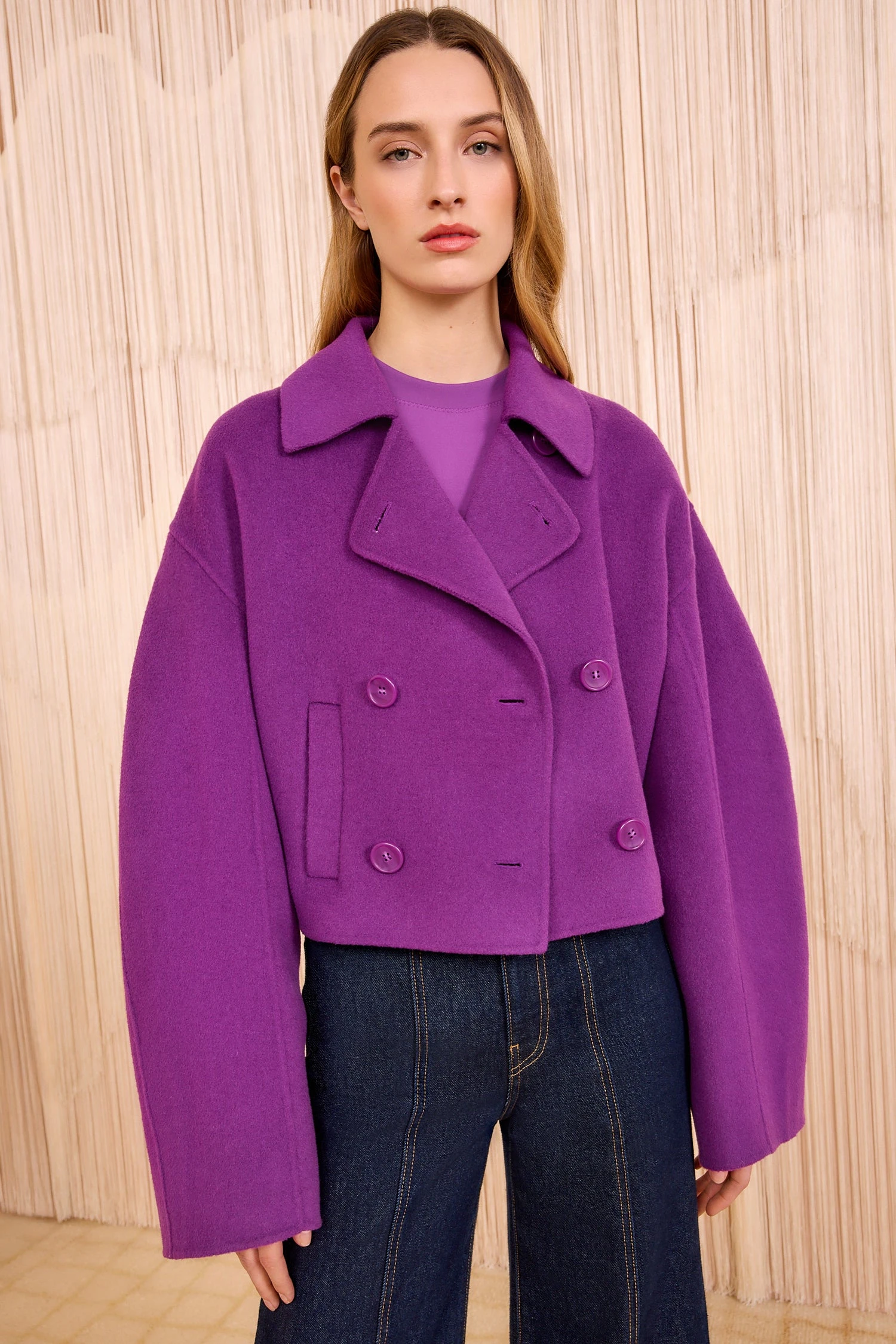 ULLA JOHNSON Marta Double Faced Wool Cropped Coat - Thistle 1 ULLA JOHNSON Marta Double Faced Wool Cropped Coat - Thistle
