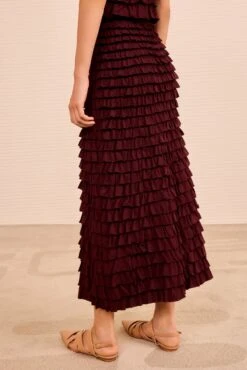 ULLA JOHNSON Mimi Ruffled Midi Skirt - Claret 8 ULLA JOHNSON Mimi Ruffled Midi Skirt - Claret -ULLA JOHNSON Outlet ULLAJOHNSON MimiRuffledKnitSkirt CLARET PS260753 04