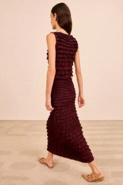 ULLA JOHNSON Mimi Ruffled Midi Skirt - Claret 9 ULLA JOHNSON Mimi Ruffled Midi Skirt - Claret -ULLA JOHNSON Outlet ULLAJOHNSON MimiRuffledKnitSkirt CLARET PS260753 05