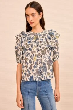 ULLA JOHNSON Mira Puff Sleeve Top - Porcelain