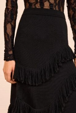 ULLA JOHNSON Mirena Long Knit Fringe Skirt - Noir -ULLA JOHNSON Outlet ULLAJOHNSON MirenaMidiKnitSkirtwithFringe NOIR PS260756 03