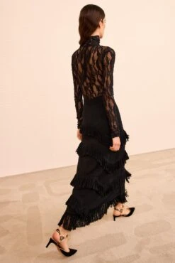 ULLA JOHNSON Mirena Long Knit Fringe Skirt - Noir -ULLA JOHNSON Outlet ULLAJOHNSON MirenaMidiKnitSkirtwithFringe NOIR PS260756 05