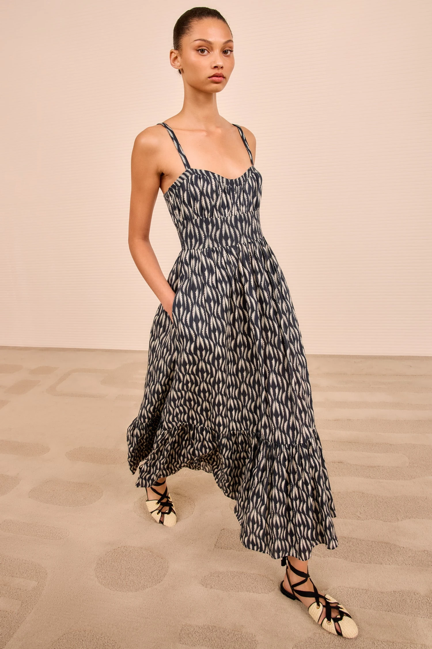 ULLA JOHNSON Nadine Cami Midi Dress - Graphite 3 ULLA JOHNSON Nadine Cami Midi Dress - Graphite - Image 3