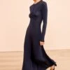 ULLA JOHNSON Naia Long Sleeve Ruched Dress - Midnight
