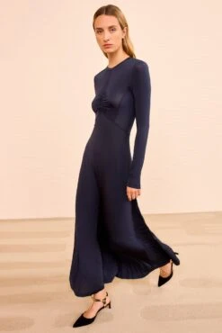 ULLA JOHNSON Naia Long Sleeve Ruched Dress - Midnight