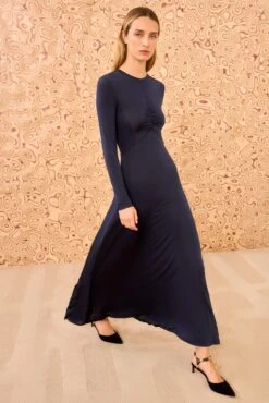 ULLA JOHNSON Naia Long Sleeve Ruched Dress - Midnight -ULLA JOHNSON Outlet ULLAJOHNSON NaiaLongSleeveRuchedDress MIDNIGHT PS260811 03 7920f0e7 33b7 4125 ae01 3bd28b897931