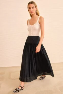 ULLA JOHNSON Nalla A&dash;Line Midi Skirt - Noir